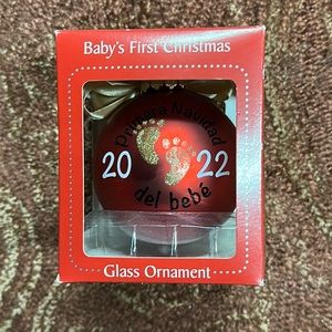 Brand new Baby’s Fist Christmas glass ornament